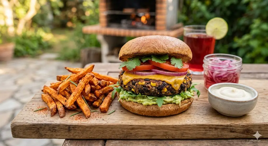 Burger vegan aux haricots noirs