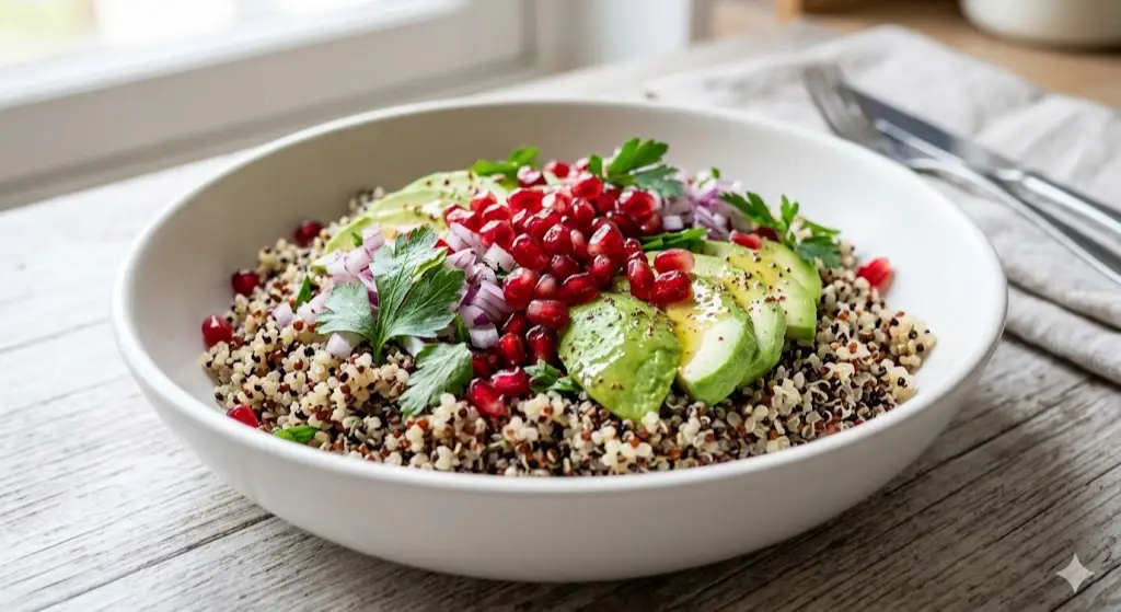 Salade de quinoa, avocat et grenade