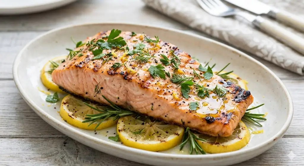 Saumon grillé au citron et aux herbes