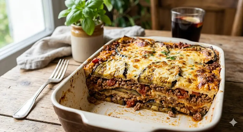 Lasagnes d'aubergines à la viande