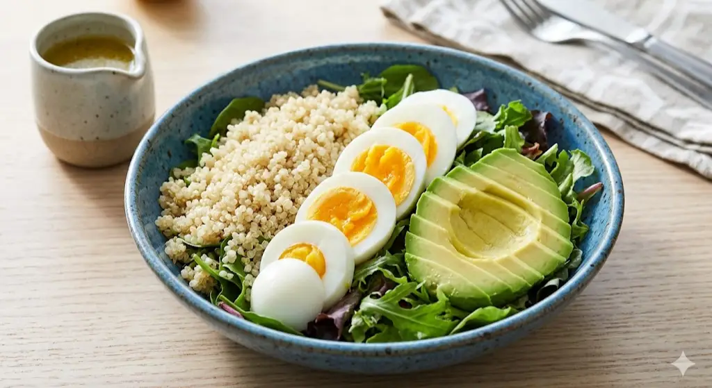 Salade de quinoa, avocat et oeufs durs