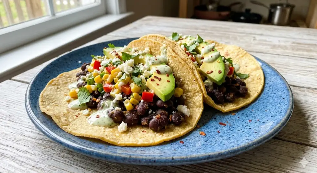 Tacos végétariens aux haricots noirs