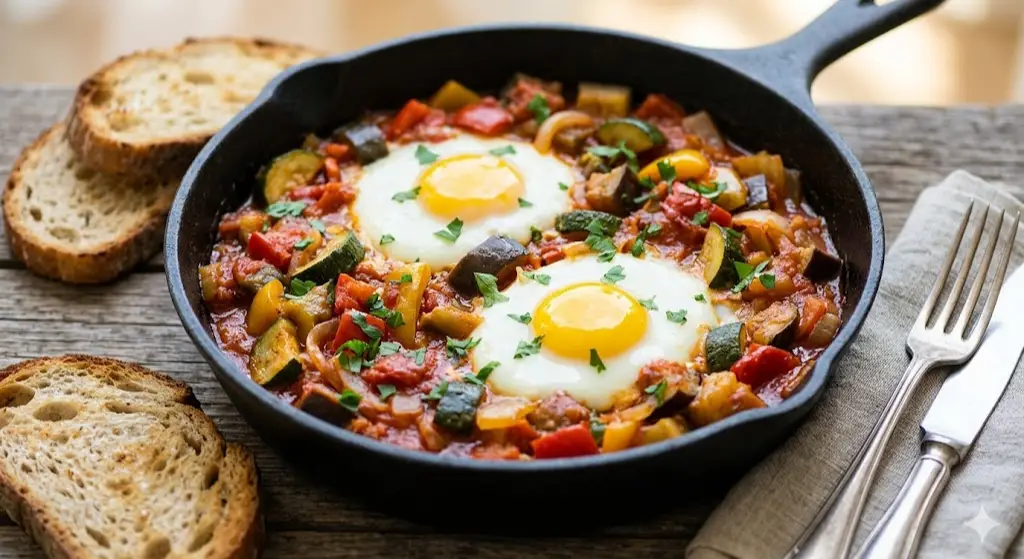 Ratatouille avec oeufs au plat