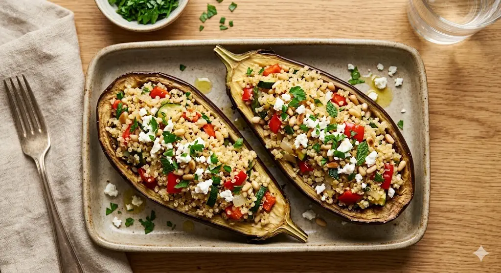 Aubergines farcies au quinoa
