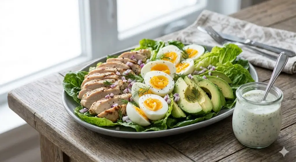 Salade de poulet, avocat et oeufs