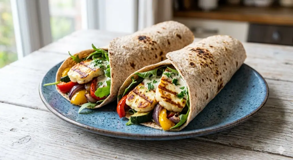 Wraps aux légumes grillés et halloumi
