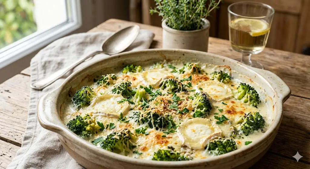 Gratin de brocolis au chèvre