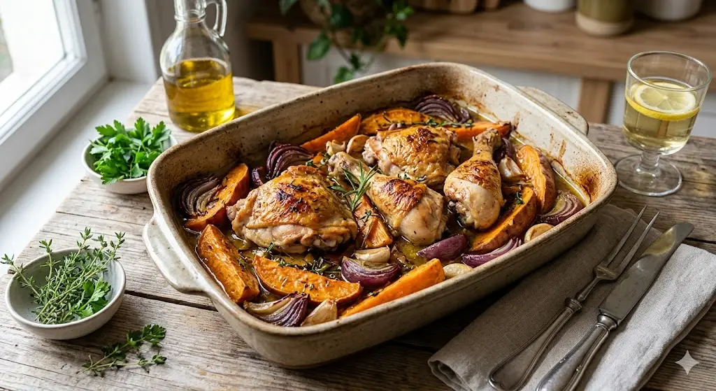 Poulet rôti avec patate douce