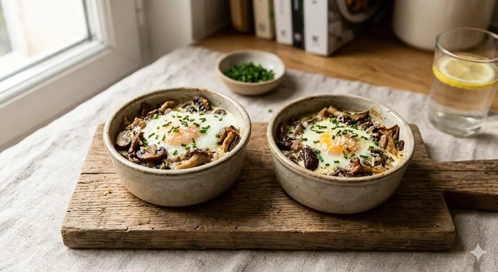 Oeufs cocotte aux champignons